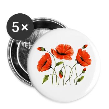 Blumen - Buttons groß 56 mm (5er Pack) - Weiß - Vorne