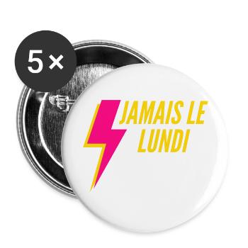 vêtement homme femme humour - Lot de 5 grands badges (56 mm) - blanc - Devant