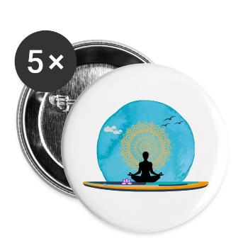 Yoga Girl SUP in the ocean - Buttons groß 56 mm (5er Pack) - Weiß - Vorne