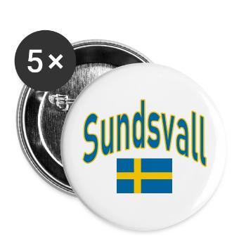 Sundsvall schweden flagge - Buttons groß 56 mm (5er Pack) - Weiß - Vorne