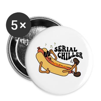 Serial Chiller Sarkastic Hot Dog Design - Buttons groß 56 mm (5er Pack) - Weiß - Vorne