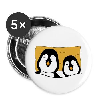 2 pingouins au lit - Lot de 5 grands badges (56 mm) - blanc - Devant