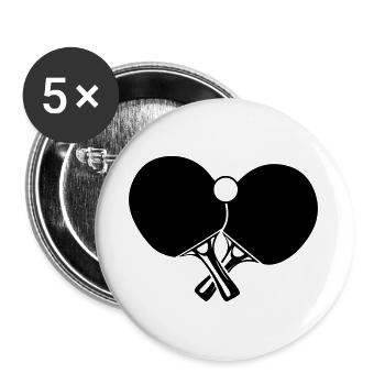 Two table tennis bats crossed with ball - Buttons large 2.2''/56 mm (5-pack) - white - Front