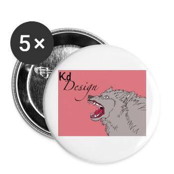 Wild wolf design - Buttons large 2.2''/56 mm (5-pack) - white - Front