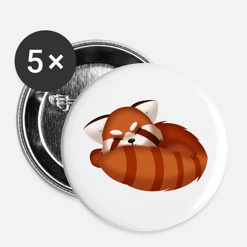 Roter Panda, schlafend - Buttons groß 56 mm (5er Pack) - Weiß