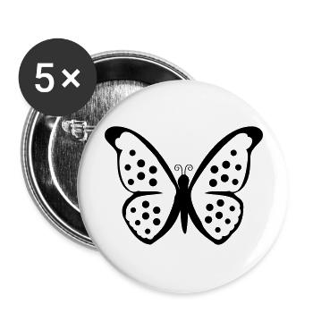 Schmetterling - Buttons groß 56 mm (5er Pack) - Weiß - Vorne