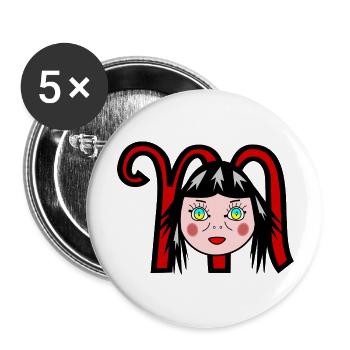Manga Girl - Buttons groß 56 mm (5er Pack) - Weiß - Vorne