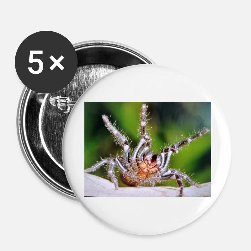 Vogelspinne - Buttons groß 56 mm (5er Pack) - Weiß