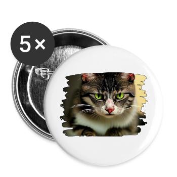 Cracy cat 6 - Buttons groß 56 mm (5er Pack) - Weiß - Vorne