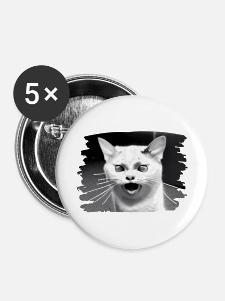 Cracy cat 7 - Buttons groß 56 mm (5er Pack) - Weiß