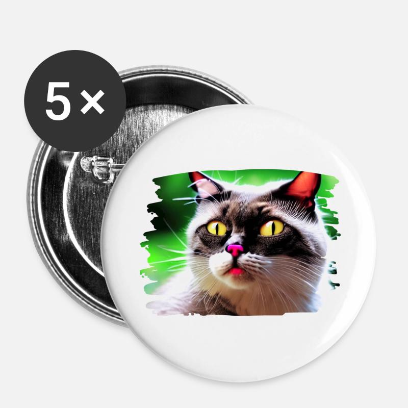 Cracy cat 4 - Buttons large 2.2''/56 mm (5-pack) - white