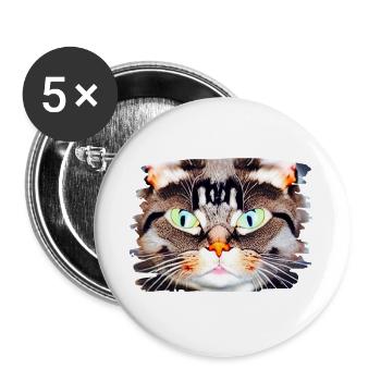 Portrait de chat néon - Lot de 5 grands badges (56 mm) - blanc - Devant