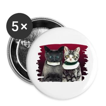 Zwei katzen - Buttons groß 56 mm (5er Pack) - Weiß - Vorne