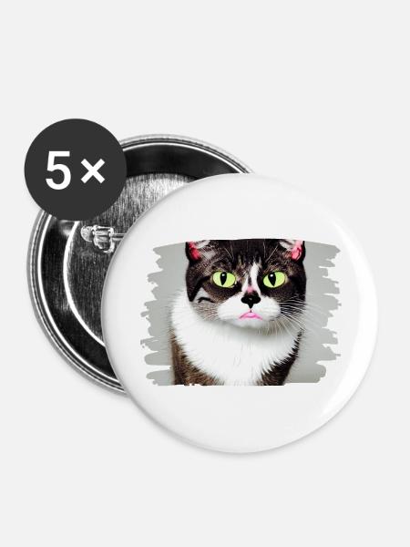 Cracy cat 3 - Buttons groß 56 mm (5er Pack) - Weiß