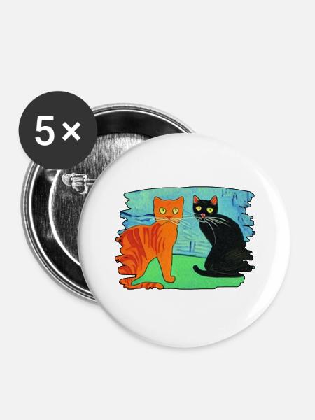 Katzenbild - Buttons groß 56 mm (5er Pack) - Weiß