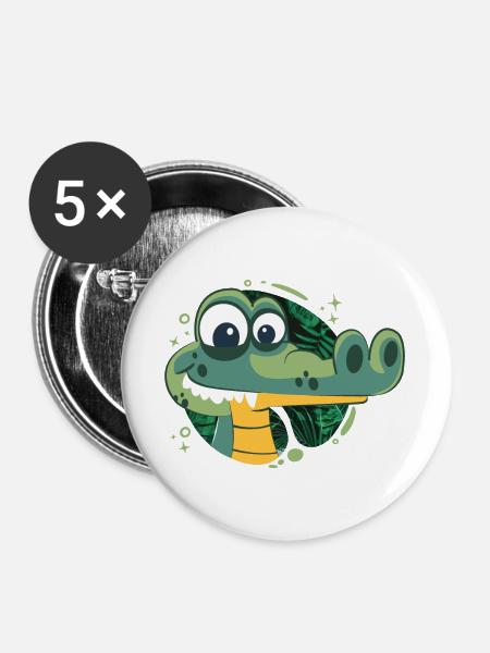 Snappy Birthday Alligator! - Buttons groß 56 mm (5er Pack) - Weiß