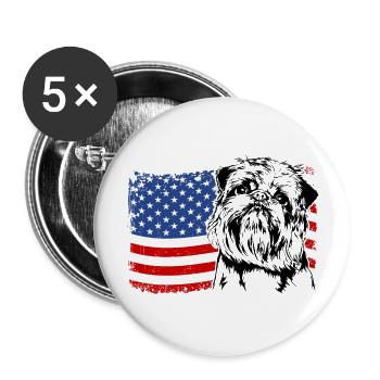 BELGIAN Dwarf Griffon America Flag Wilsigns - Buttons large 2.2''/56 mm (5-pack) - white - Front