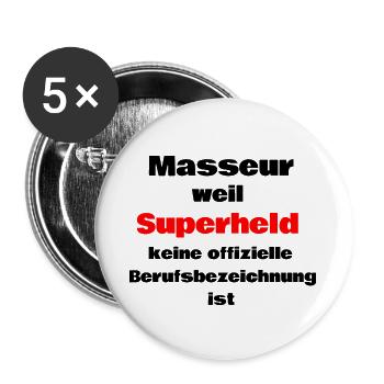 Masseur weil Superheld keine Berufsbezeichnung ist - Buttons groß 56 mm (5er Pack) - Weiß - Vorne
