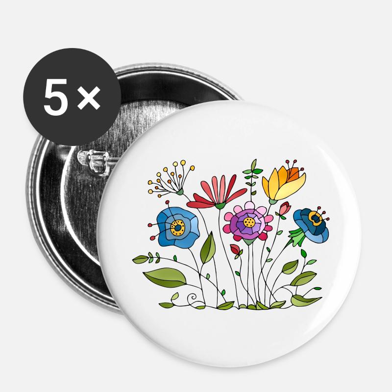 Blumen - Buttons groß 56 mm (5er Pack) - Weiß