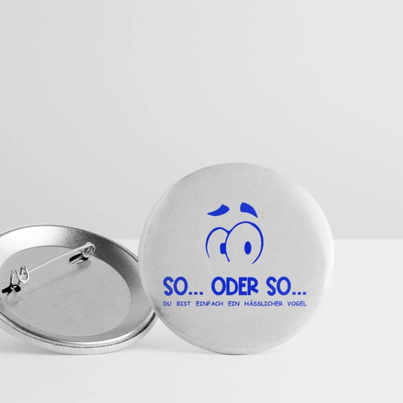 So...Oder So: Hässlicher Vogel - Blau Buttons groß 56 mm (5er Pack)