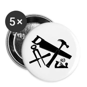 Logo des Tischlerwerkzeugs - Buttons groß 56 mm (5er Pack) - Weiß - Vorne