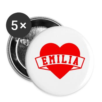 Emilia Hearts - Buttons large 2.2''/56 mm (5-pack) - white - Front