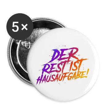 Der Rest ist Hausaufgabe (bunt) - Buttons groß 56 mm (5er Pack) - Weiß - Vorne