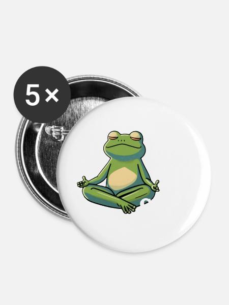 enspannter relaxed chill Frosch - Buttons groß 56 mm (5er Pack) - Weiß
