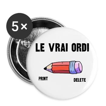 le vrai ordi - Lot de 5 grands badges (56 mm) - blanc - Devant