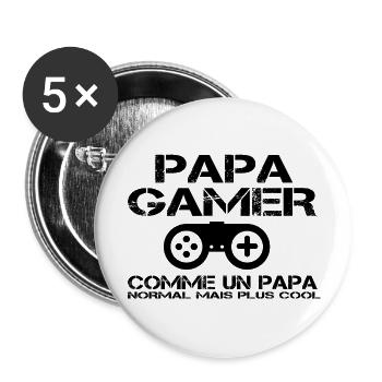 Papa gamer Comme Un Papa Normal - Lot de 5 grands badges (56 mm) - blanc - Devant