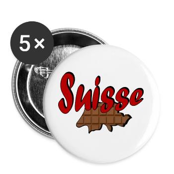 Suisse Chocolat - Lot de 5 grands badges (56 mm) - blanc - Devant