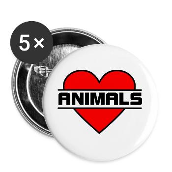 Heart love ANIMALS - Buttons large 2.2''/56 mm (5-pack) - white - Front