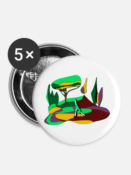 Ländliche Landschaft - Buttons groß 56 mm (5er Pack) - Weiß