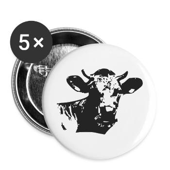Cow silhouette - Buttons large 2.2''/56 mm (5-pack) - white - Front