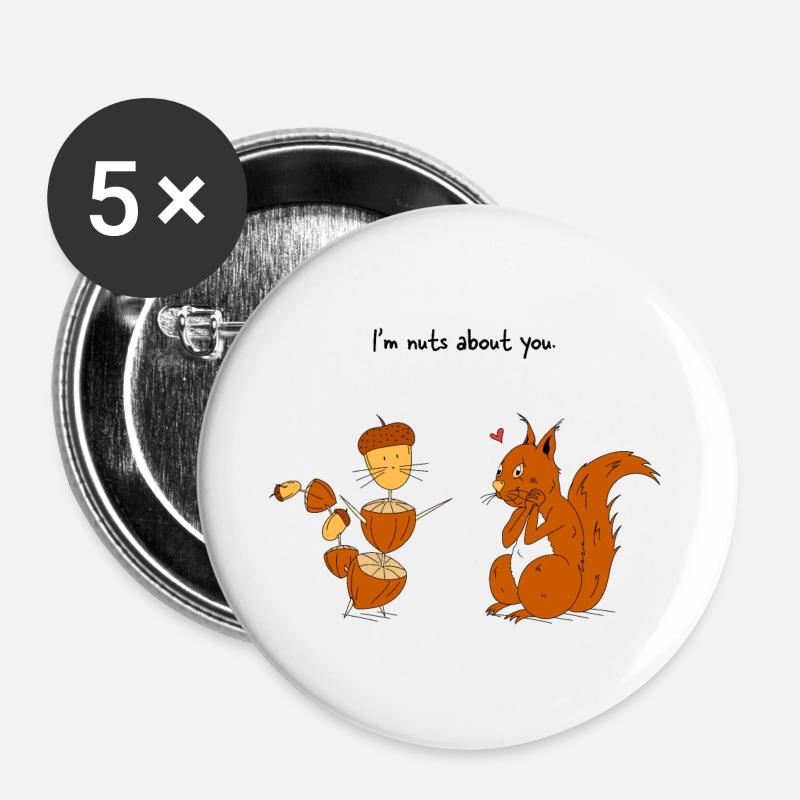 I'm nuts about you - Buttons groß 56 mm (5er Pack) - Weiß