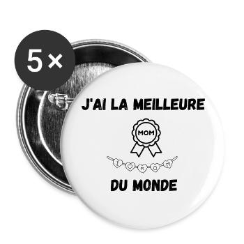 best mom - Lot de 5 grands badges (56 mm) - blanc - Devant