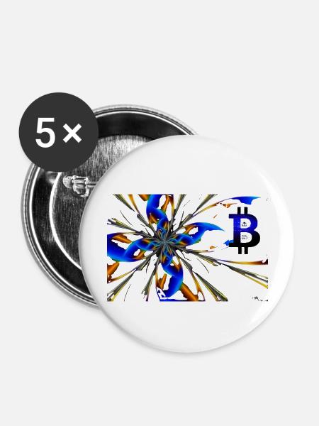Abstrakt Bitcoin 1 - Buttons groß 56 mm (5er Pack) - Weiß