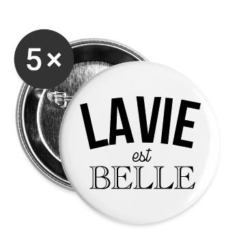 La vie est belle - Lot de 5 grands badges (56 mm) - blanc - Devant