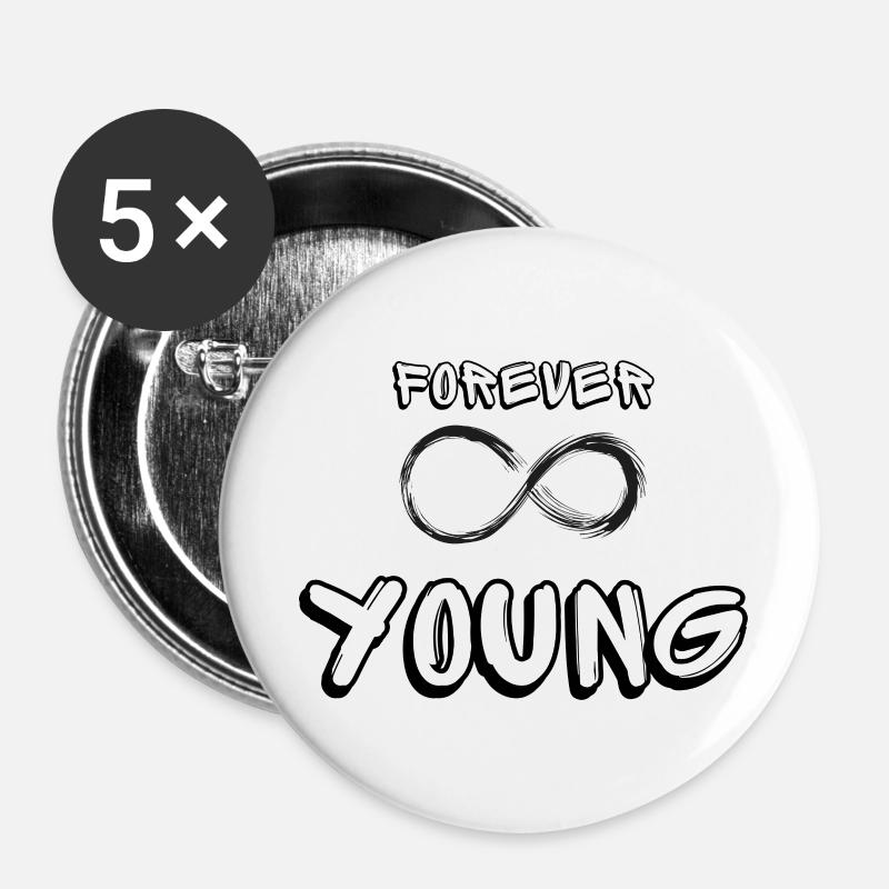 Forever Young - Buttons large 2.2''/56 mm (5-pack) - white