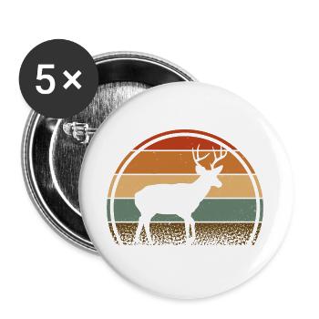 Cerf - Lot de 5 grands badges (56 mm) - blanc - Devant