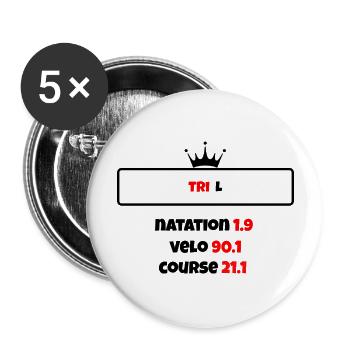 T shirt triathlon Distance L - Lot de 5 grands badges (56 mm) - blanc - Devant