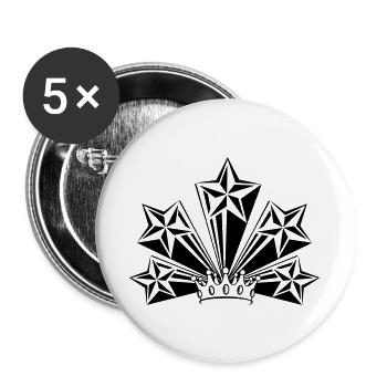 Transparente Krone mit vier großen Sternen - Buttons groß 56 mm (5er Pack) - Weiß - Vorne