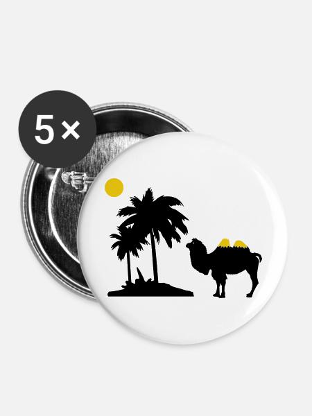 Kamel - Buttons groß 56 mm (5er Pack) - Weiß