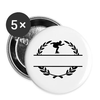 Skater im Lorbeerkranz - Buttons groß 56 mm (5er Pack) - Weiß - Vorne