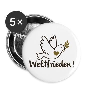 Friedenstaube - Buttons groß 56 mm (5er Pack) - Weiß - Vorne