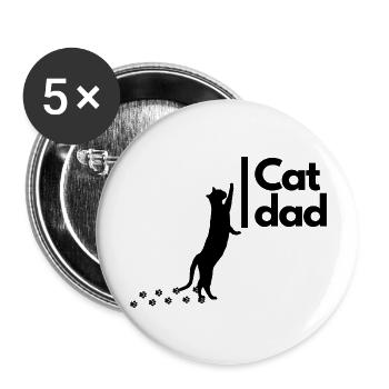 Cat-dad - Buttons groß 56 mm (5er Pack) - Weiß - Vorne