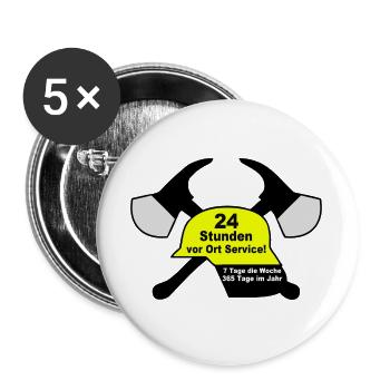 Freiwillige Feuerwehr , Shirt , 24 Stunden (25) - Buttons groß 56 mm (5er Pack) - Weiß - Vorne