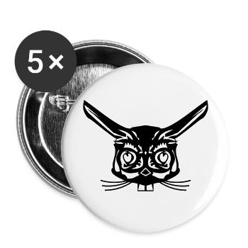 Visage abstrait de lapin - Lot de 5 grands badges (56 mm) - blanc - Devant
