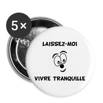 HUMOUR. CITATION. MESSAGE. RETRAITE. ANNIVERSAIRE. - Lot de 5 grands badges (56 mm) - blanc - Devant