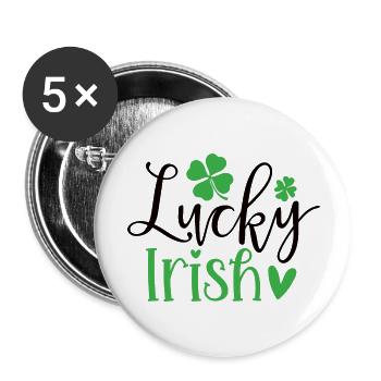 Design Lucky Irish - Lot de 5 grands badges (56 mm) - blanc - Devant